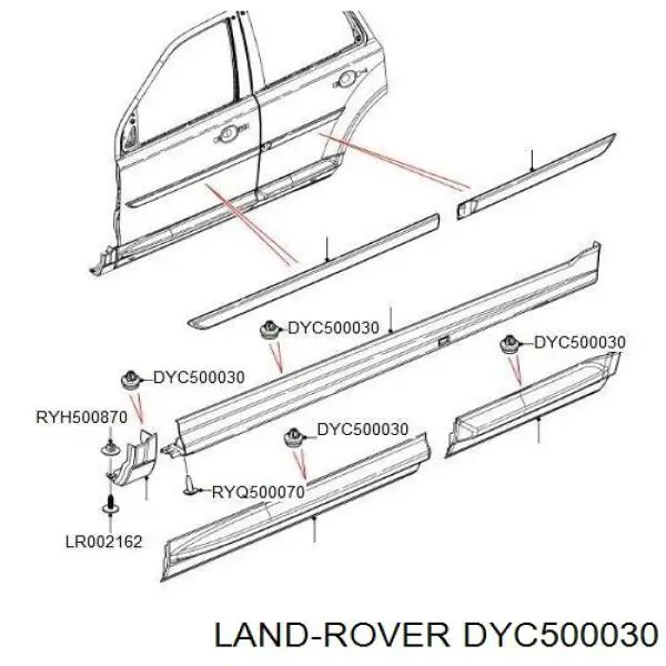 Кліпса (пістон) кріплення молдинга двері Land Rover DYC500030 ціна, від 1.52 USD
