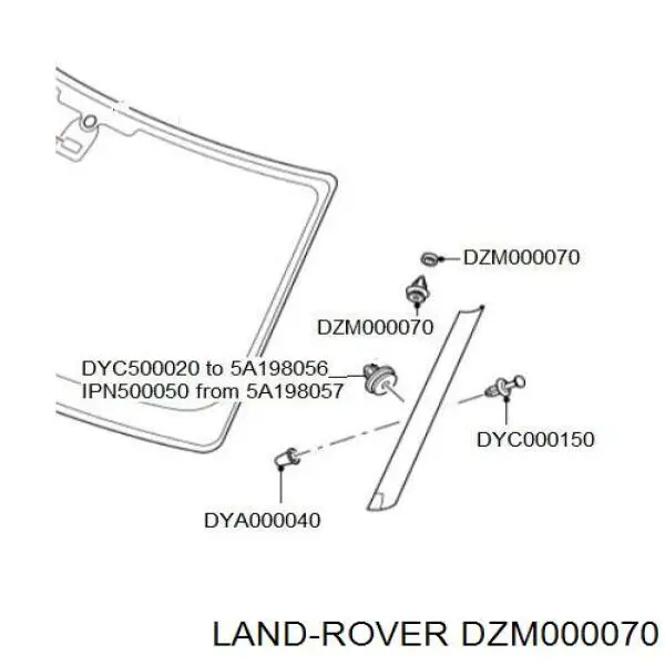 DZM000070 Land Rover Пістон (кліп) кріплення підкрилки переднього крила