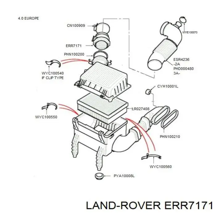 ERR7171 Land Rover датчик потоку (витрати повітря, витратомір MAF - (Mass Airflow))