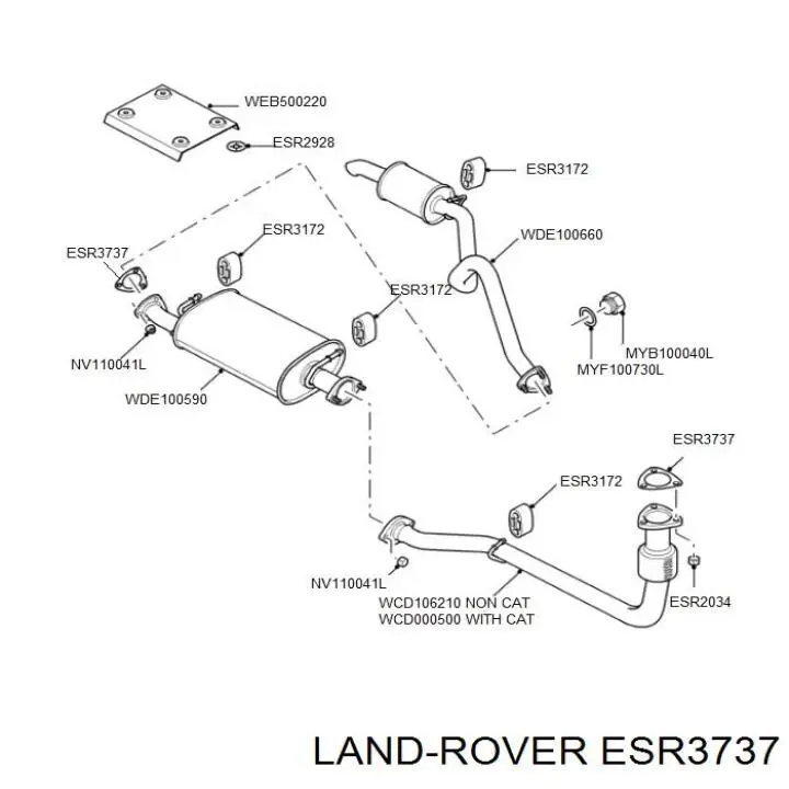ESR3737 Land Rover прокладка прийомної труби глушника