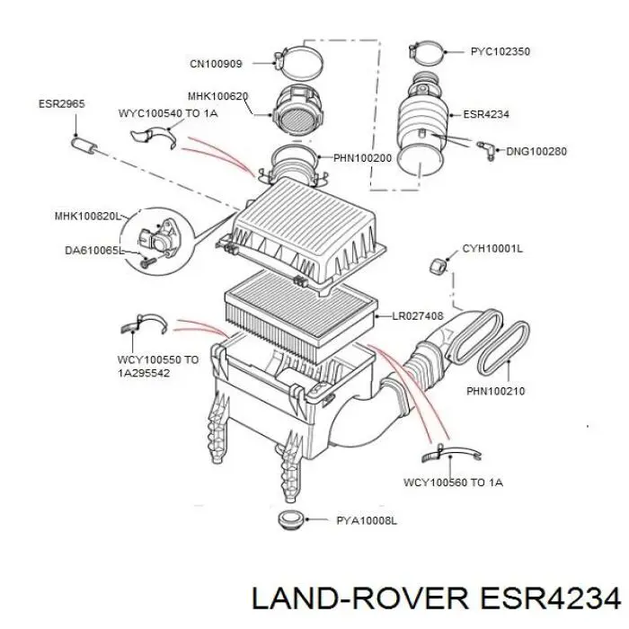 Патрубок повітряний, вихід повітряного фільтра Land Rover ESR4234 ціна, від 40.25 USD