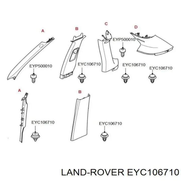 Пістон (кліп) кріплення бампера, переднього EYC106710 Land Rover