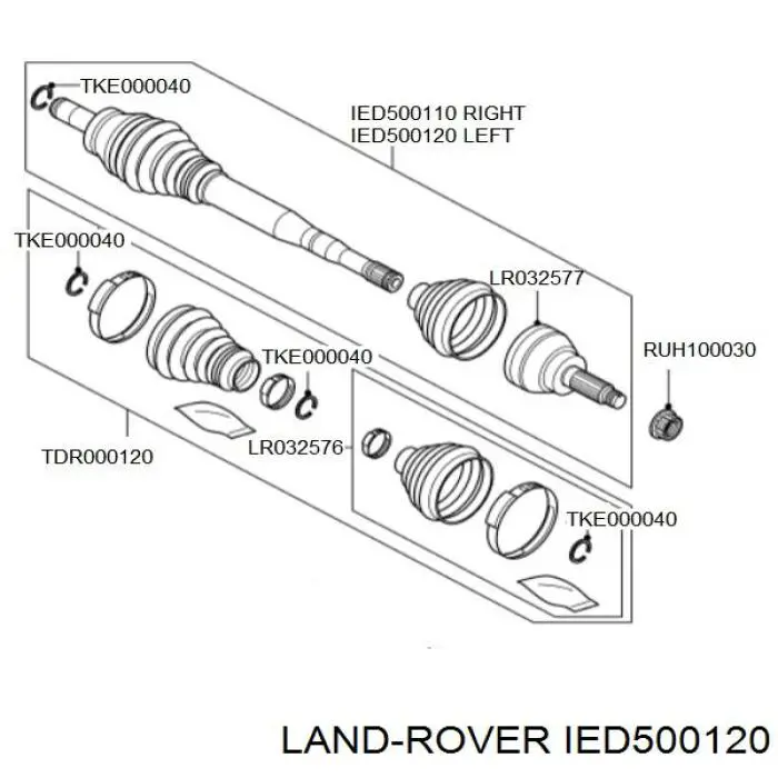 IED500120 Land Rover піввісь (привід передня, ліва)