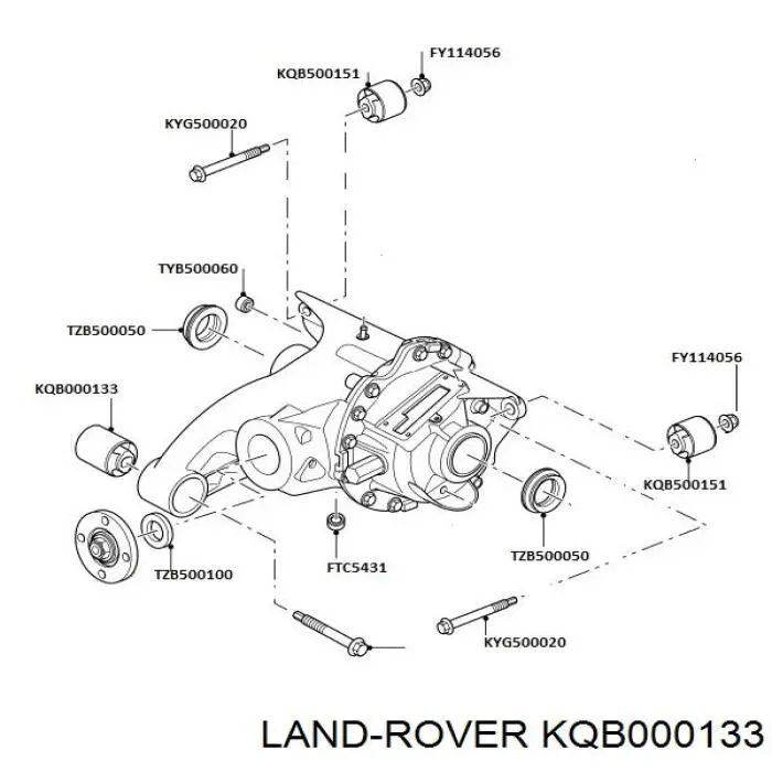 Купити KQB000133 Land Rover Сайлентблок траверси кріплення переднього редуктора, задній