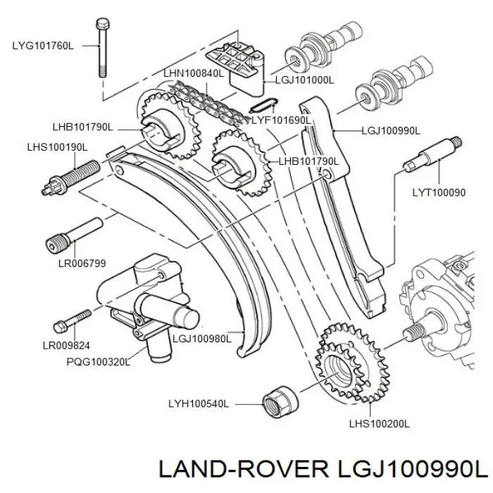 Заспокоювач ланцюга ГРМ, лівий LGJ100990L LAND ROVER