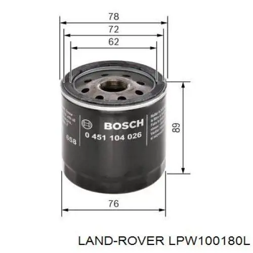 LPW100180L Land Rover фільтр масляний