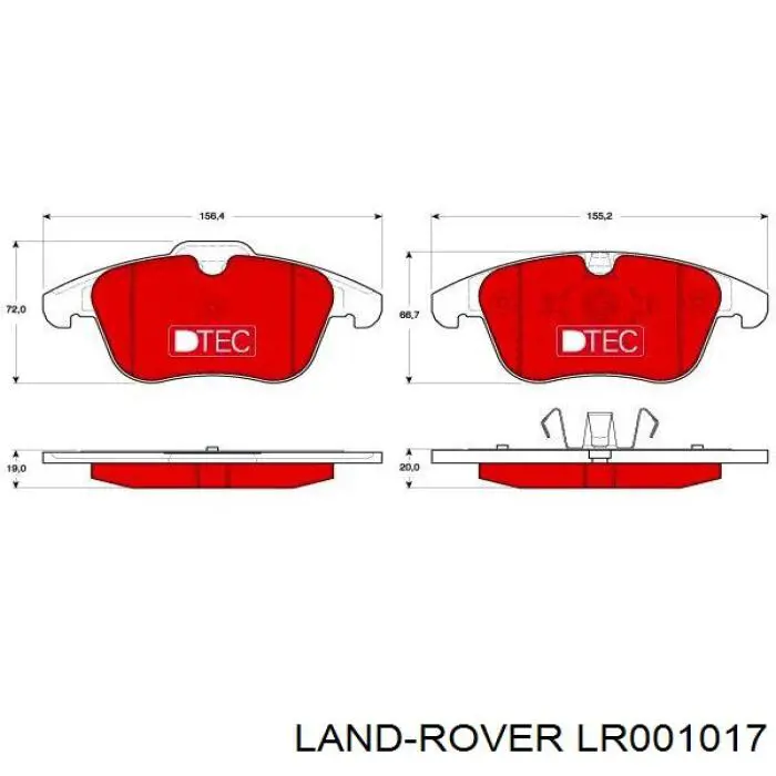 Колодки гальмівні передні, дискові LR001017 Land Rover