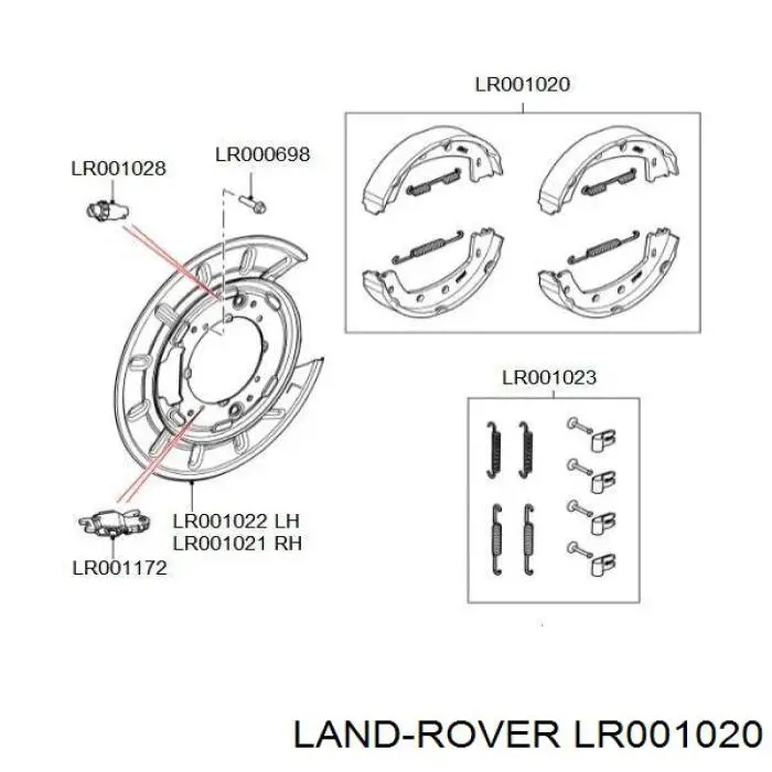 LR001020 Land Rover колодки гальмові задні, барабанні