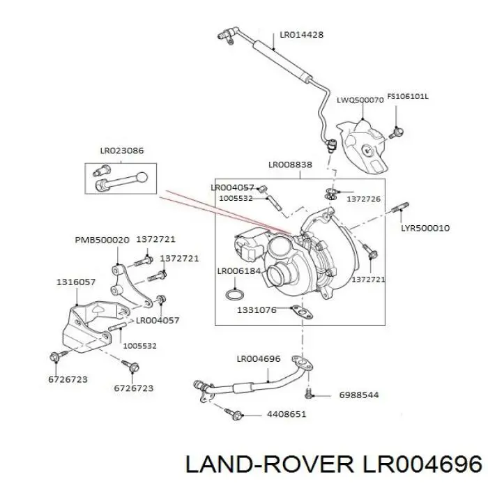 LR004696 Land Rover Трубка/шланг відводу масла від турбіни