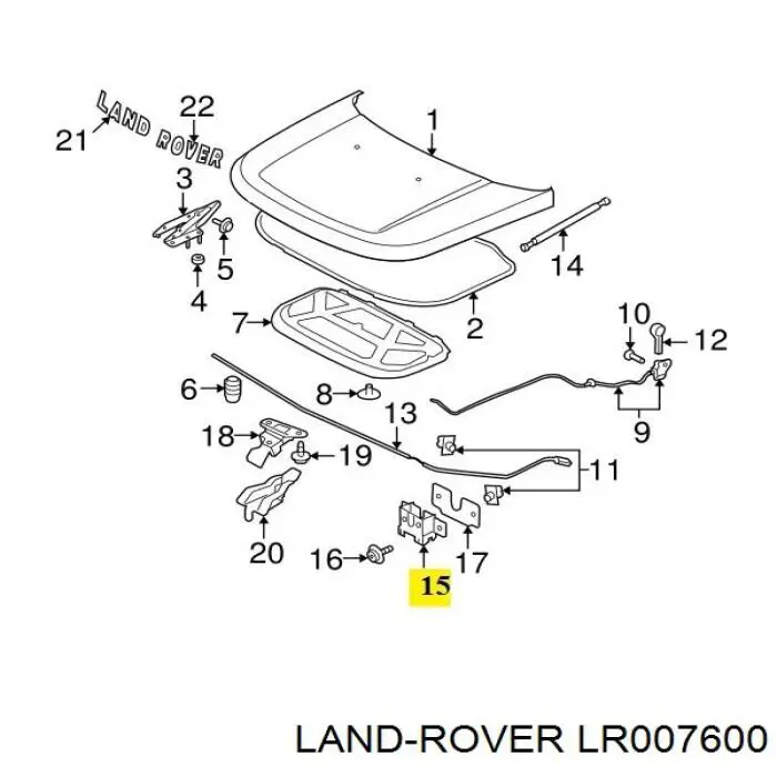 Замок капота, правий LR007600 Land Rover