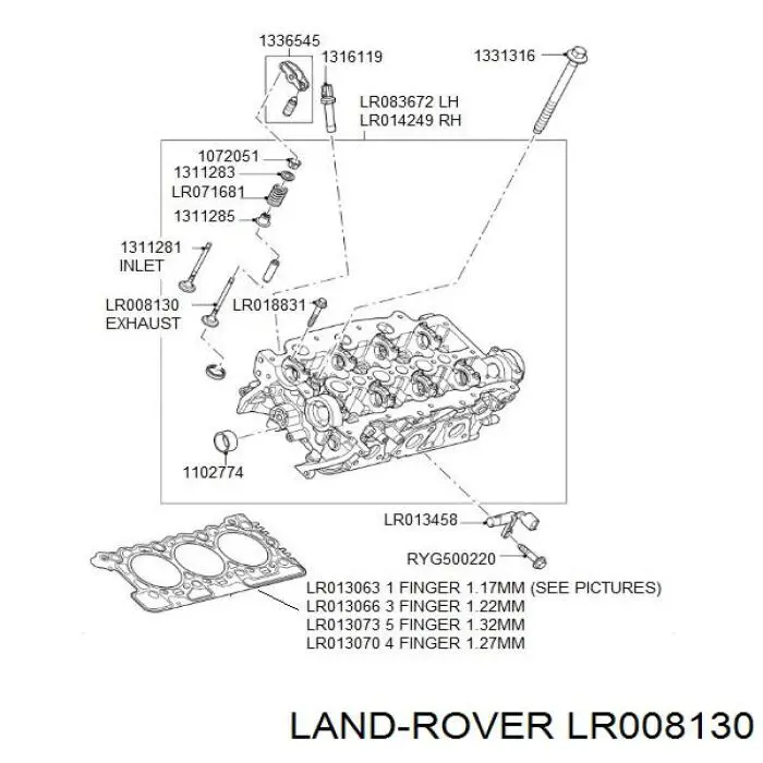 LR008130 Land Rover клапан випускний