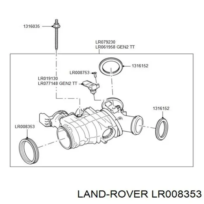 Прокладка дросельної заслінки LR008353 Land Rover