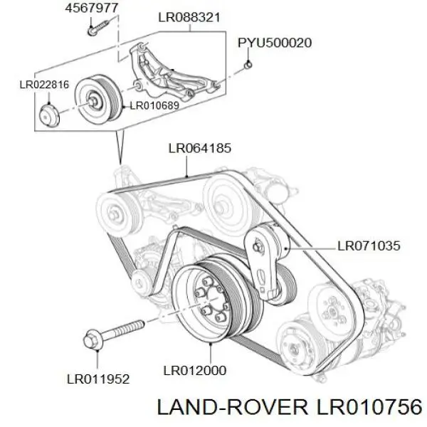 Натягувач приводного ременя Jaguar LR071035 ціна, від 56.95 USD