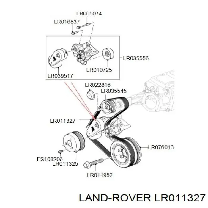 LR011327 Land Rover ремінь приводний, агрегатів