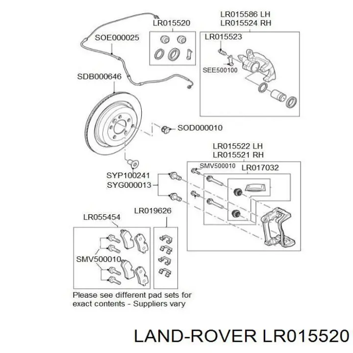 LR015520 Land Rover ремкомплект супорту гальмівного заднього