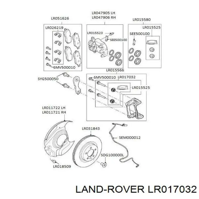 Ремкомплект заднього супорта Bearmach LR017032