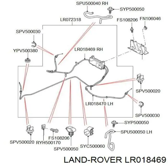 Купити LR018469 Land Rover Трос ручного гальма задній, правий
