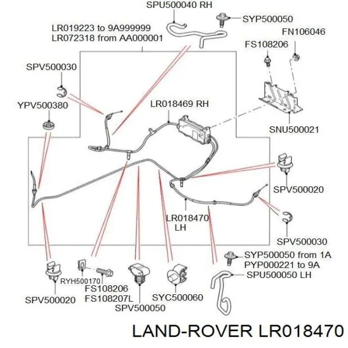 Трос ручного гальма задній, лівий Land Rover Discovery 3 (LR3) (Land Rover Діскавері)