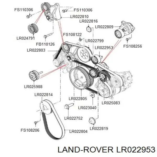 LR022953 Land Rover Ролик приводного ременя, паразитний