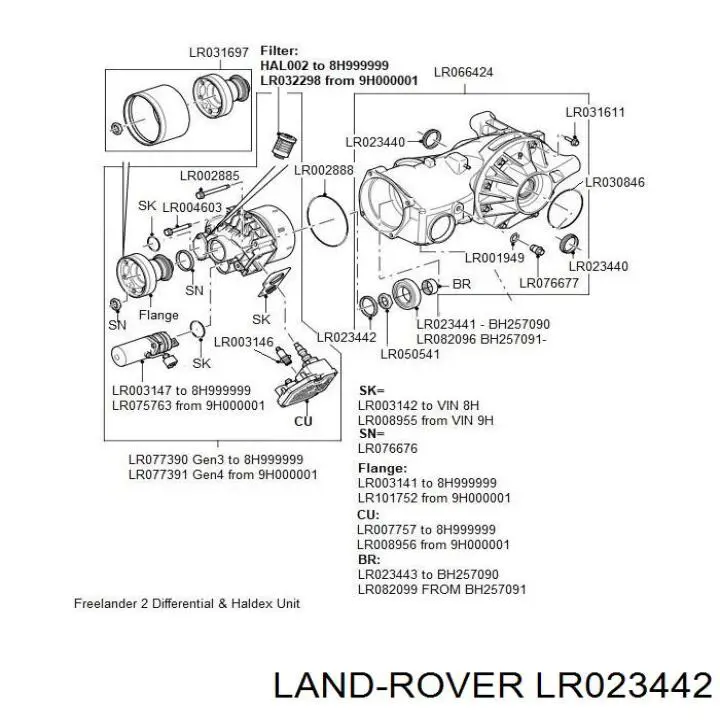 Сальник хвостовика редуктора заднього моста Land Rover Freelander 2 (L359) (Land Rover Фрілендер)