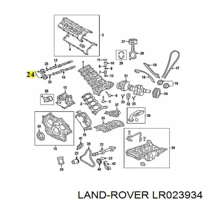 LR023934 Land Rover зірка-шестерня розподільного валу двигуна, впускного