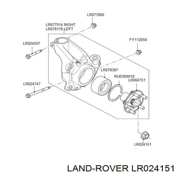 Купити LR024151 Britpart Гайка маточини передньої