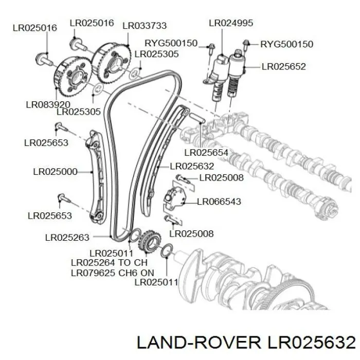 Башмак натягувача ланцюга ГРМ Land Rover LR025632 ціна, від 30.96 USD