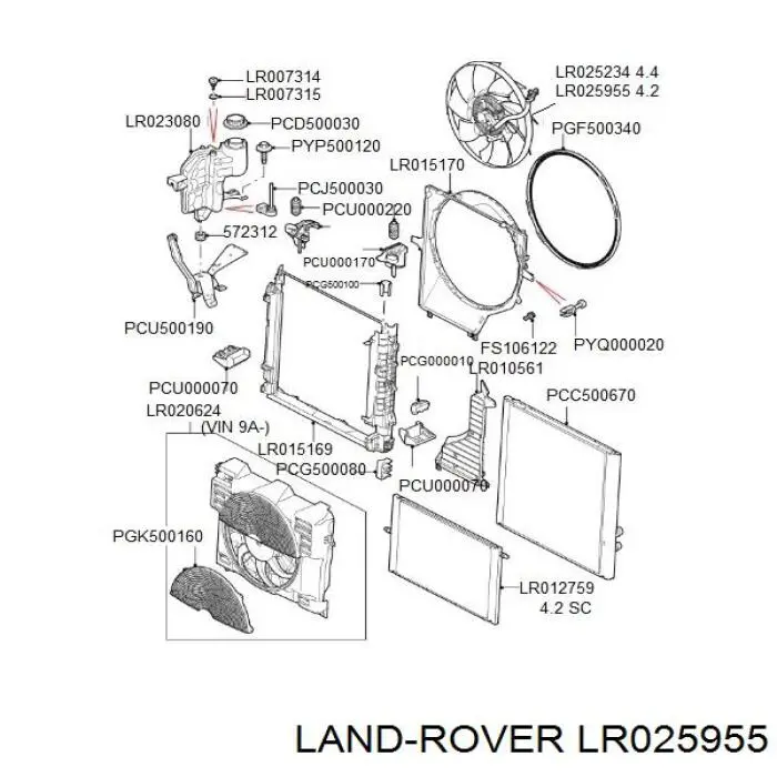 LR025955 Land Rover Електровентилятор радіатора