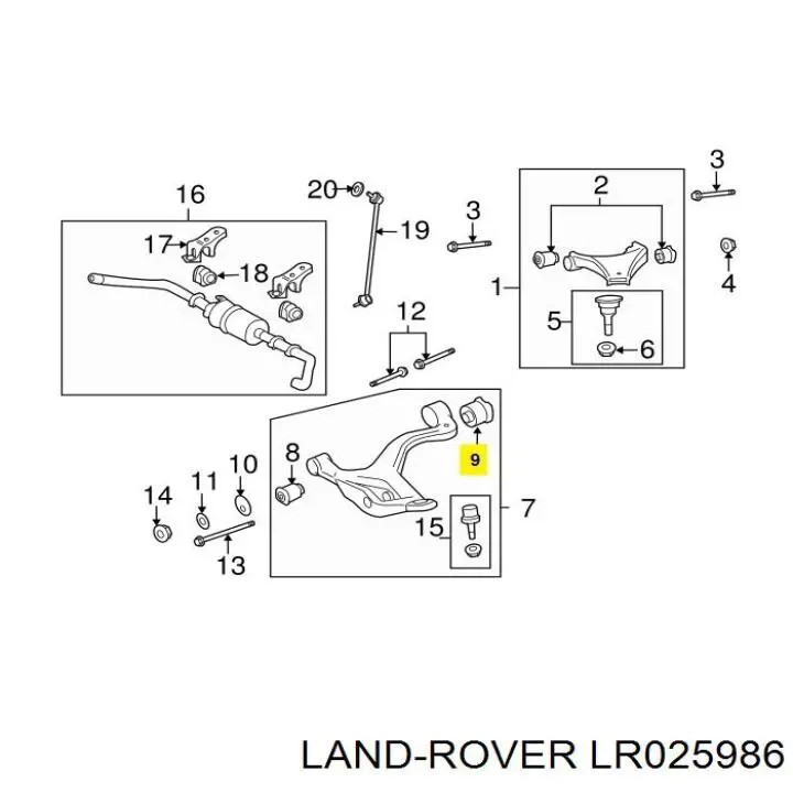 Купити LR025986 Land Rover Сайлентблок переднього верхнього важеля