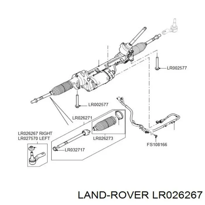 Накінечник рульової тяги, зовнішній LR026267 Land Rover