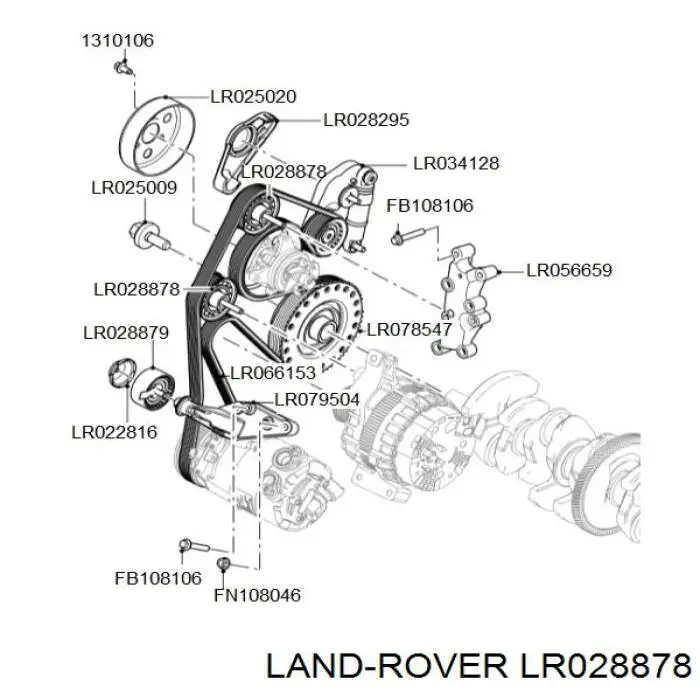 LR028878 Land Rover Ролик приводного ременя, паразитний