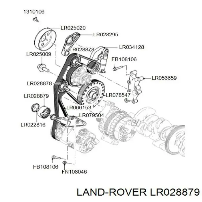 Ролик приводного ременя, паразитний Land Rover LR028879 ціна, від 12.53 USD