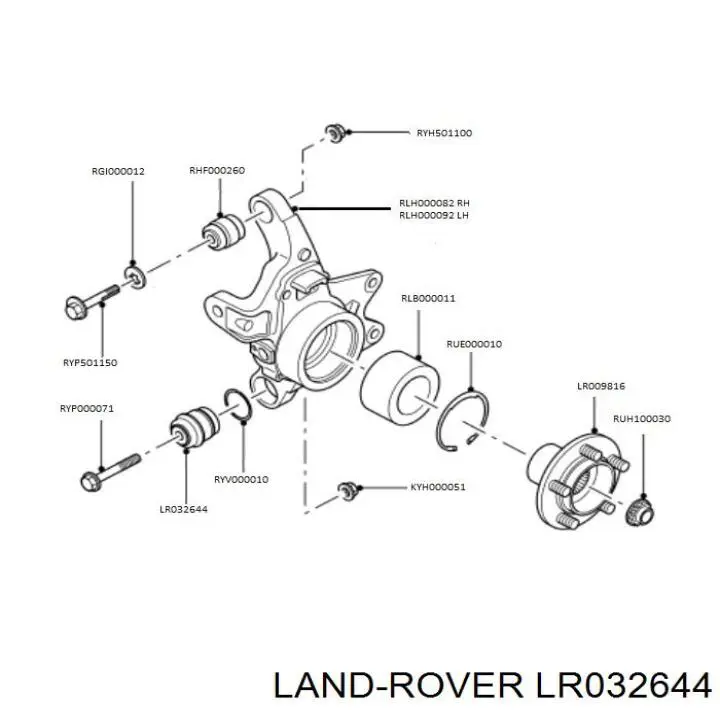 LR032644 Land Rover сайлентблок цапфи задньої