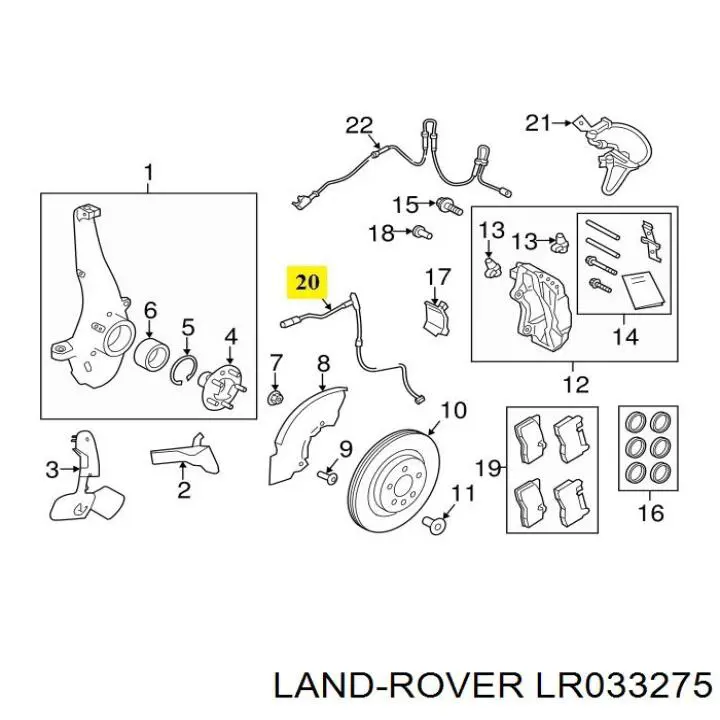 LR033275 Land Rover датчик зносу гальмівних колодок, передній