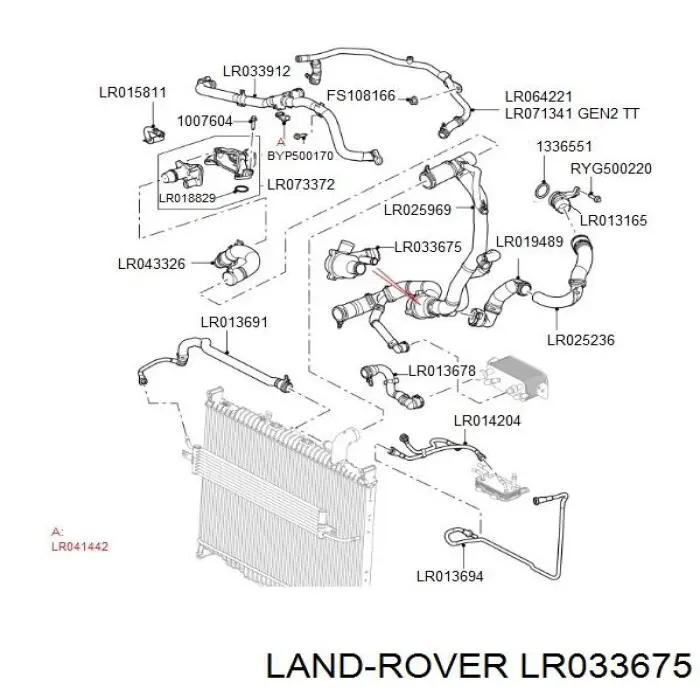 AH228K515AA Land Rover Корпус термостата в зборі