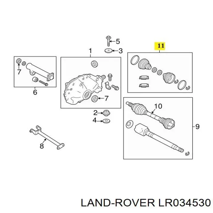 Пильники ШРУСів передній піввісі, комплект LR034530 Land Rover