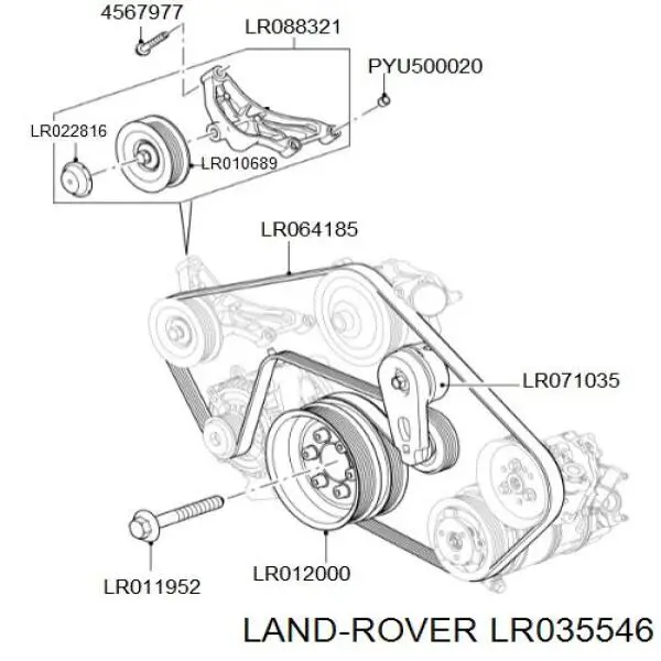 LR035546 Land Rover натягувач приводного ременя