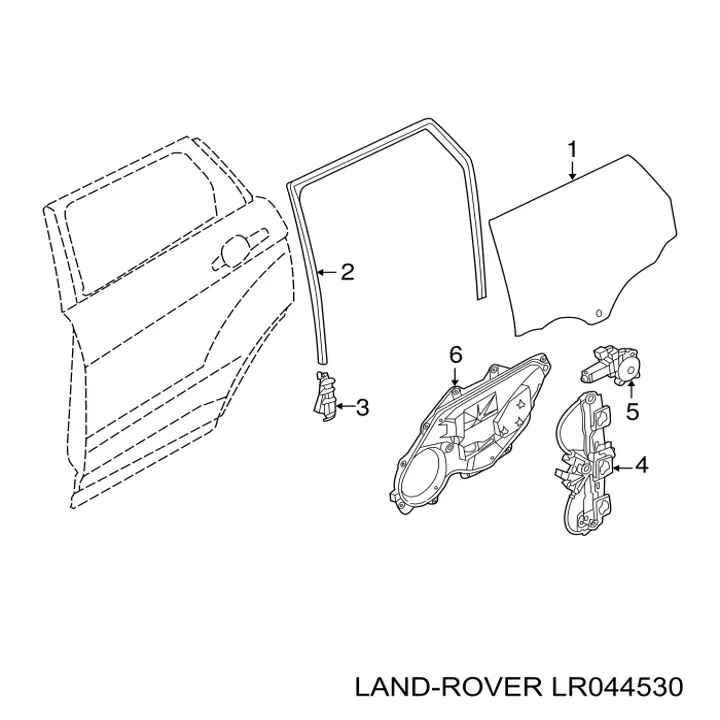 LR044530 Land Rover Скло задніх дверей, лівих