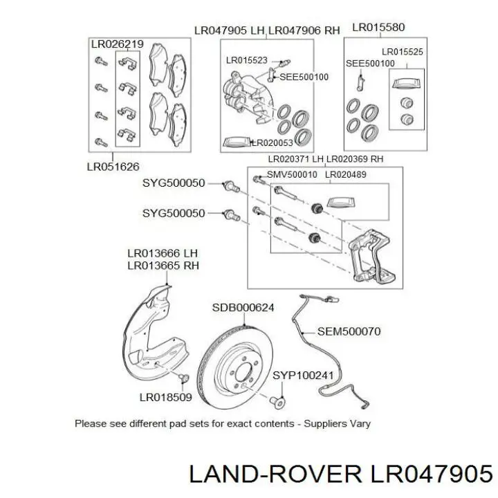 Купити LR047905 Land Rover Супорт гальмівний передній лівий