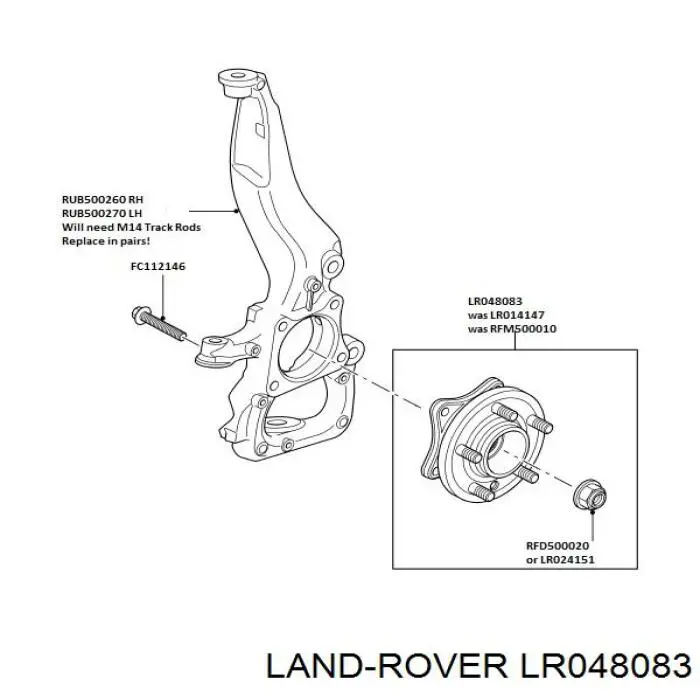 LR048083 Land Rover маточина передня