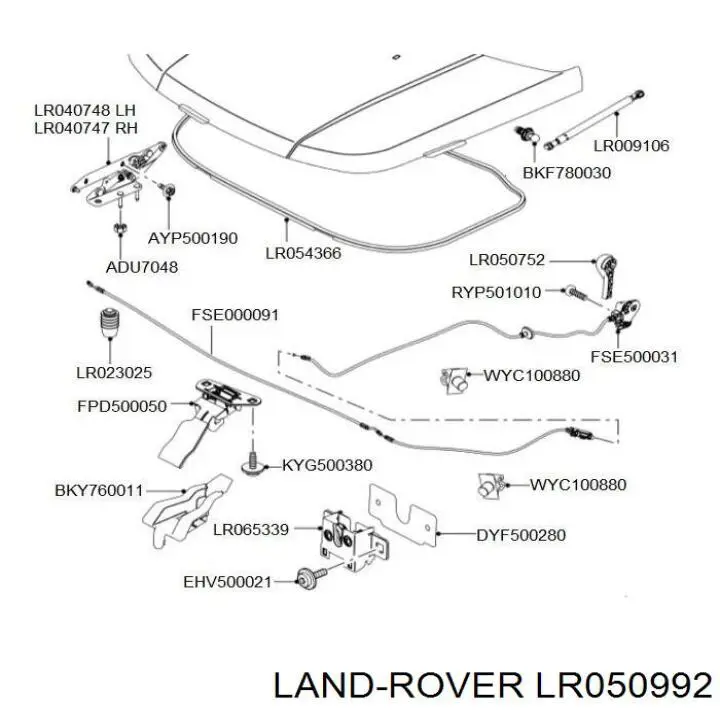 Купити LR050992 Land Rover Замок капота