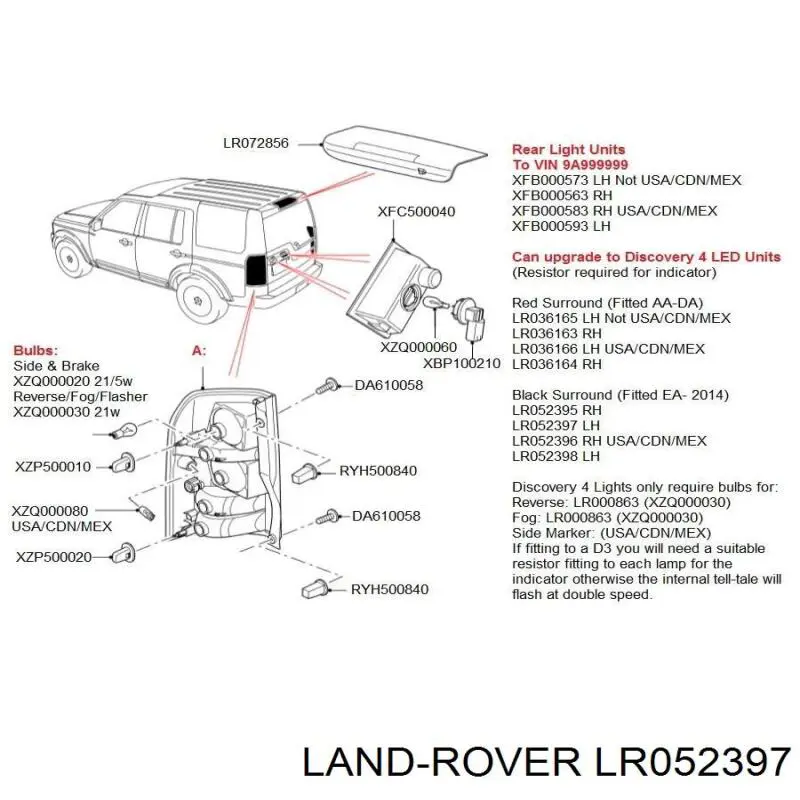 Купити LR052397 Land Rover Лівий стоп