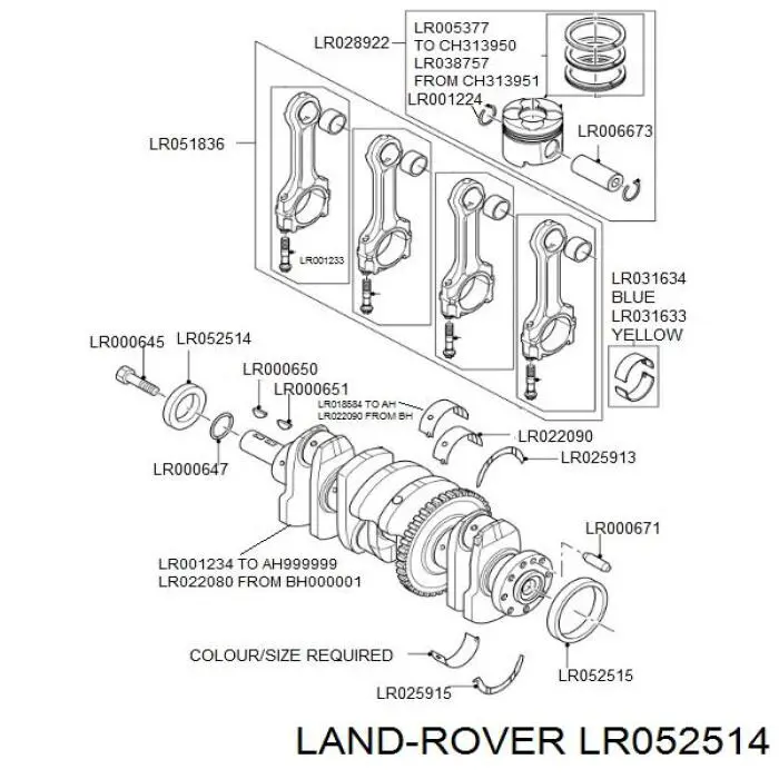 LR052514 Land Rover сальник колінвала двигуна, передній