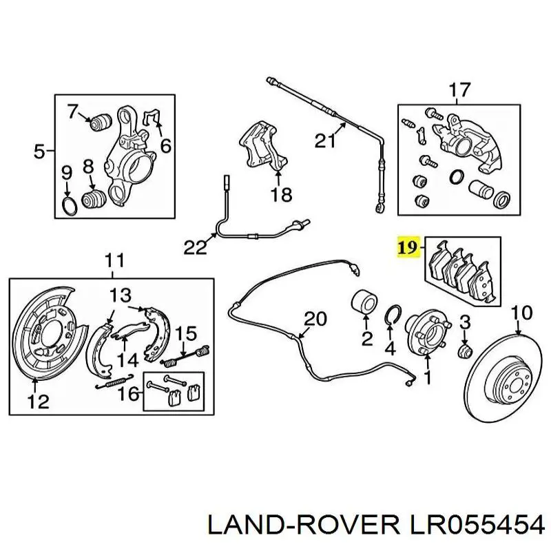 LR055454 Land Rover колодки гальмові задні, дискові