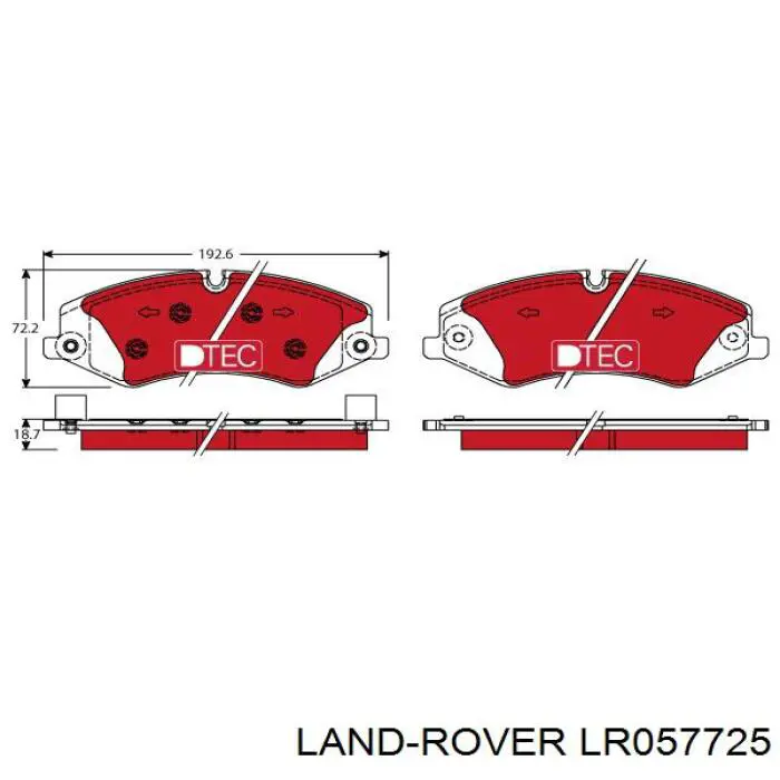 Передні тормозні колодки LR057725 Land Rover