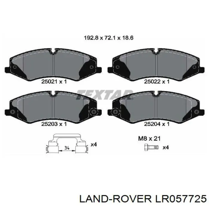 Гальмівні колодки Land Rover LR057725 ціна, від 54.87 USD