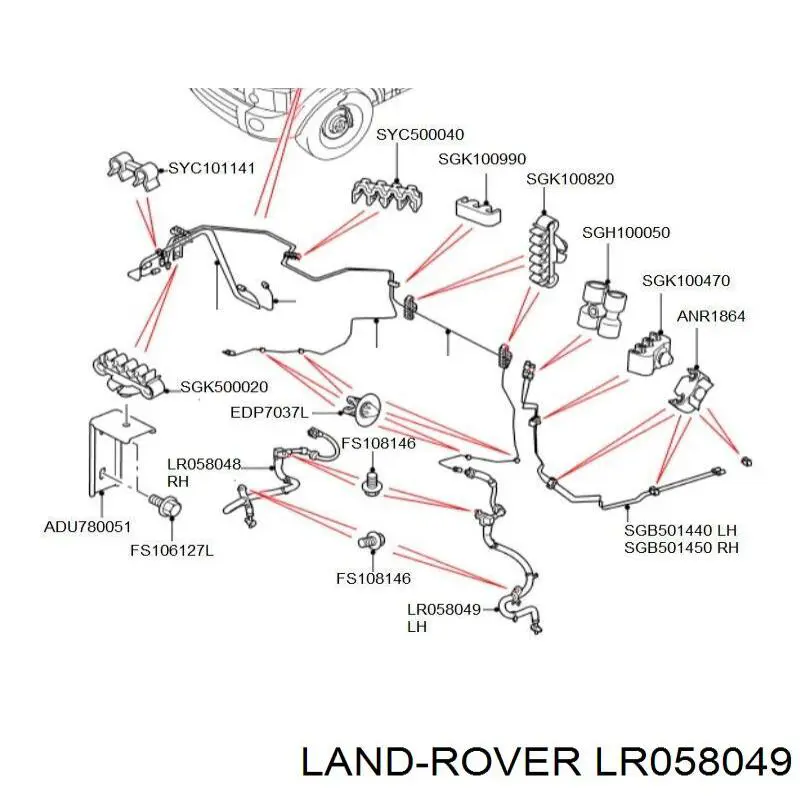 Купити LR058049 Land Rover Шланг гальмівний передній, лівий