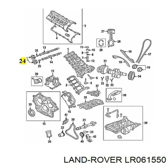 LR061550 Land Rover зірка-шестерня розподільного валу двигуна,випускного