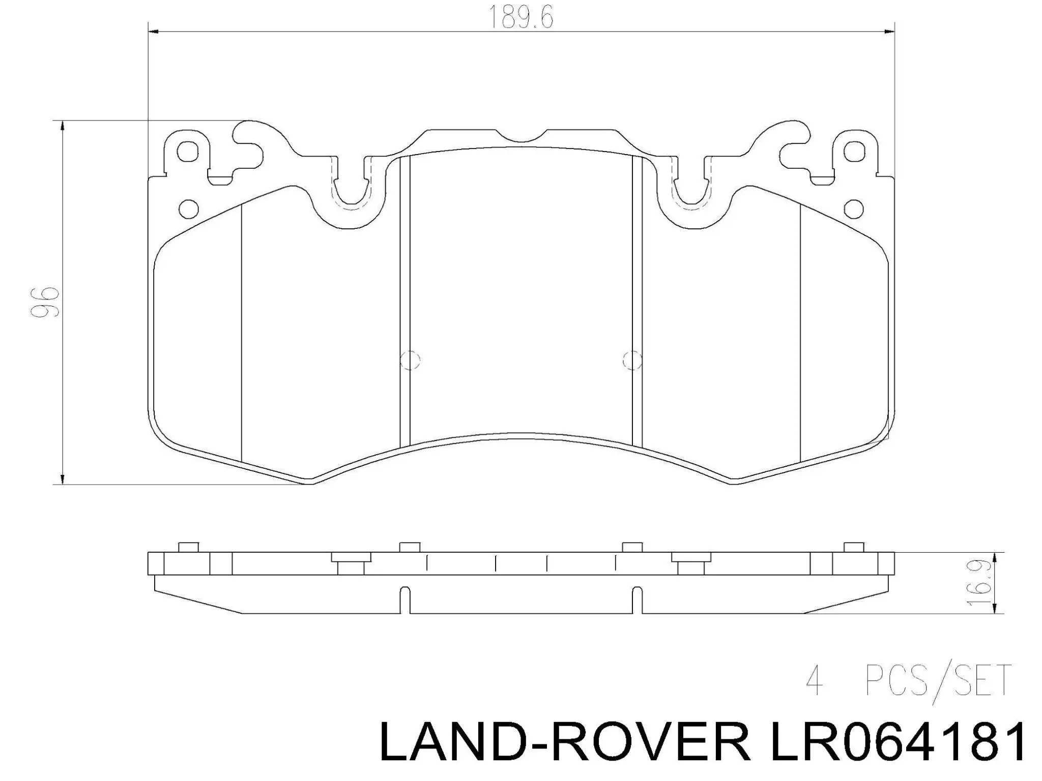 Колодки гальмівні передні, дискові LR064181 Land Rover