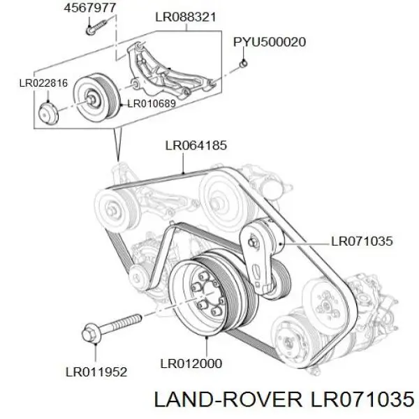 LR071035 Land Rover натягувач приводного ременя